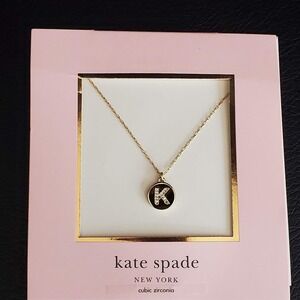 Kate Spade Letter K Initial Cubic Zirconia Pendant Necklace Gold Plate NWT